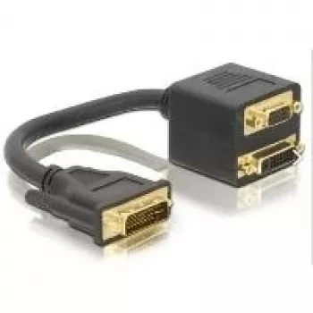DVI adapteris DeLOCK 65052 DVI29 kištukas į DVI29 + VGA lizdą 0,2 m