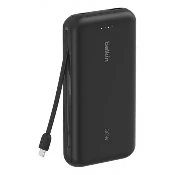 Belkin BPB024HQBK 10 000 mAh nešiojamas įkroviklis su integruotu USB-C laidu, 20 W