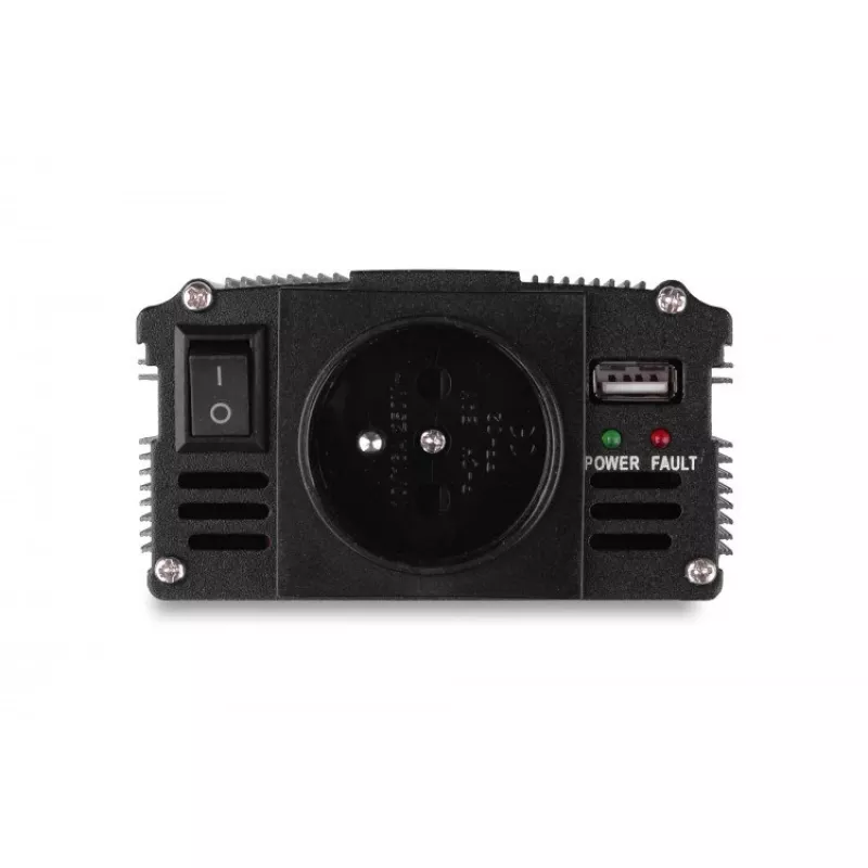 Inverteris AZO 350/500W 24V į 230V modelis 4PRZ24230IPS500, 350W nuolatinė / 500W maksimali galia