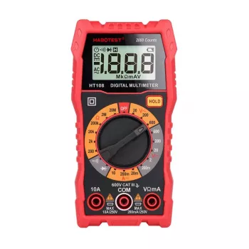 Multimetras Habotest HT108L — nuolatinė įtampa iki 600 V, kintamoji įtampa iki 600 V, 10 A diapazonas