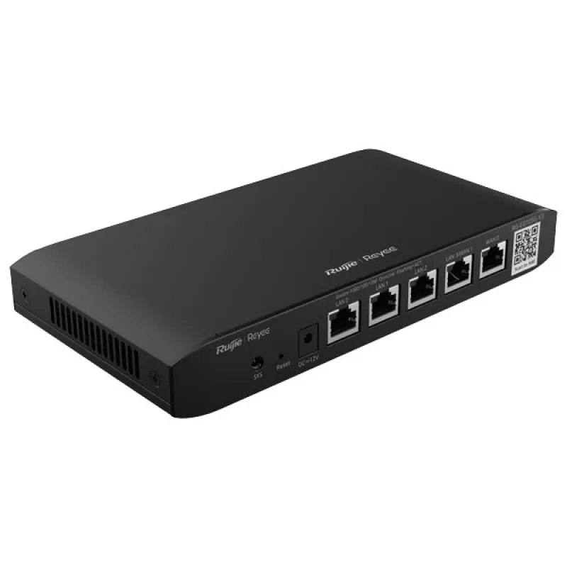 Belaidis maršrutizatorius RUIJIE RG-EG105G-V3 dviejų juostų Wi‑Fi 5, 2 branduoliai, 128 MB RAM, 32 MB „flash“, 4 LAN + 2 WAN Gigabit prievadai, juodas