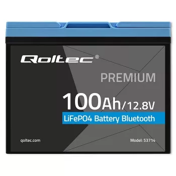 LiFePO4 baterija QOLTEC 12,8V 100Ah su Bluetooth