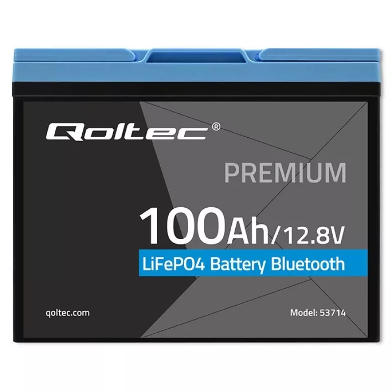 LiFePO4 baterija QOLTEC 12,8V 100Ah su Bluetooth