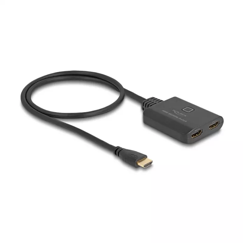 DeLOCK HDMI jungiklis 2 x HDMI įėjimas į 1 x HDMI išėjimas 8K 60 Hz integruotas kabelis 50 cm