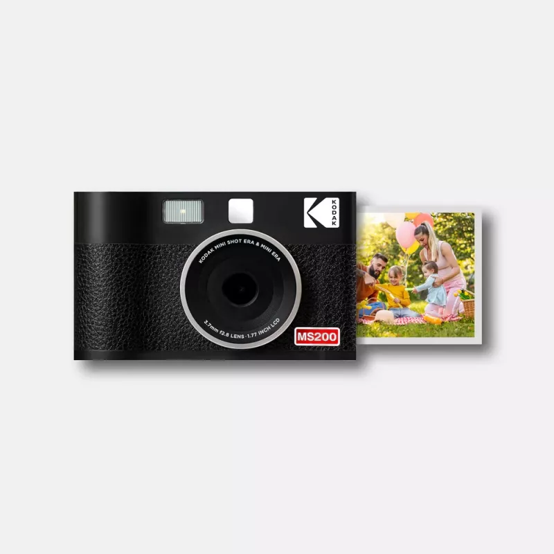 Momentinė kamera Kodak Mini Shot 2 Era – nešiojama momentinė nuotraukų kamera su įmontuotu spausdintuvu, juoda