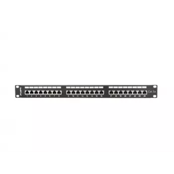 Patch panel 1U LANBERG PPS5-1024-B — 24 prievadų RJ-45 Cat5, metalinis, juodas, montavimui į stelažą