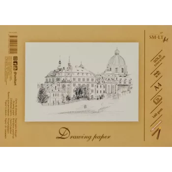 Popierius piešimui ir eskizavimui SMLT A4, 160 g/m², 20 lapų, klijuotas