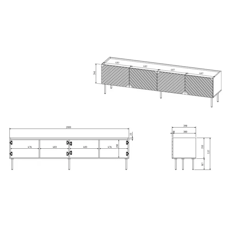 4D RTV spintelė ONDA 200x40xH54.35 žalias (pastatoma arba montuojama ant sienos)