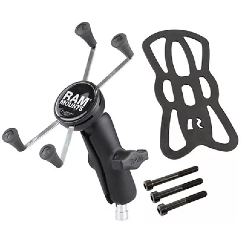 RAM Mounts X-Grip Didelis Telefono Laikiklis Motociklo Vairo Spaustuvui Juodas