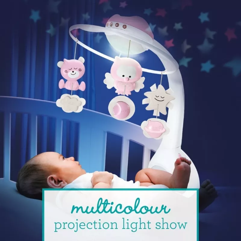 Muzikinė dėžutė kūdikiams B-kids 3in1 Infantino 150302050 — pudrinė rožinė, 3-in-1 raminantis žaislas