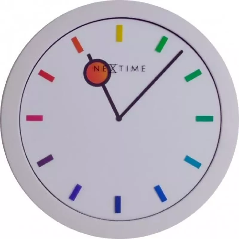 NeXtime 3048 Color Change sieninis laikrodis, Ø28 cm, baltas / įvairiaspalvis