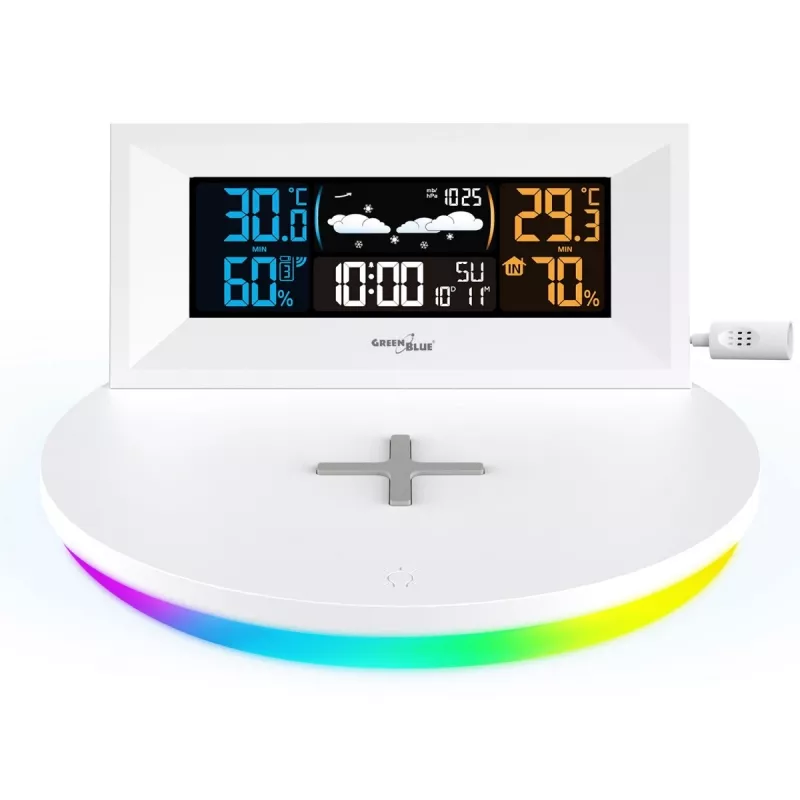 Belaidė orų stotis su Qi indukciniu įkrovikliu GreenBlue GB213