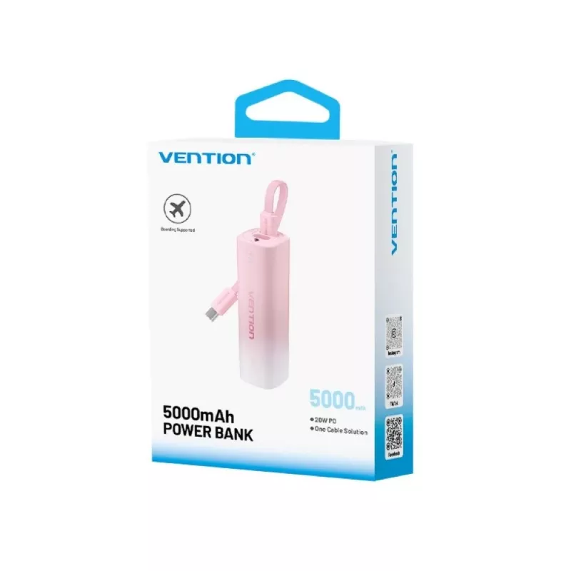 Power bank Vention FHWR0, nešiojamas USB-C/USB-A įkroviklis, universalus suderinamumas
