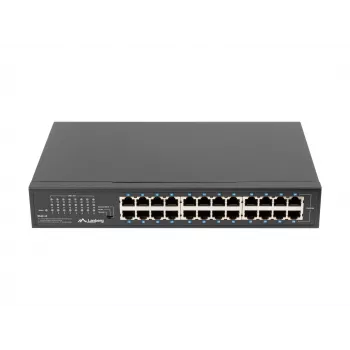 Nevaldomas jungiklis LANBERG RSGE-24 — 24× Gigabit Ethernet 1U, montuojamas į stelažą, juodas