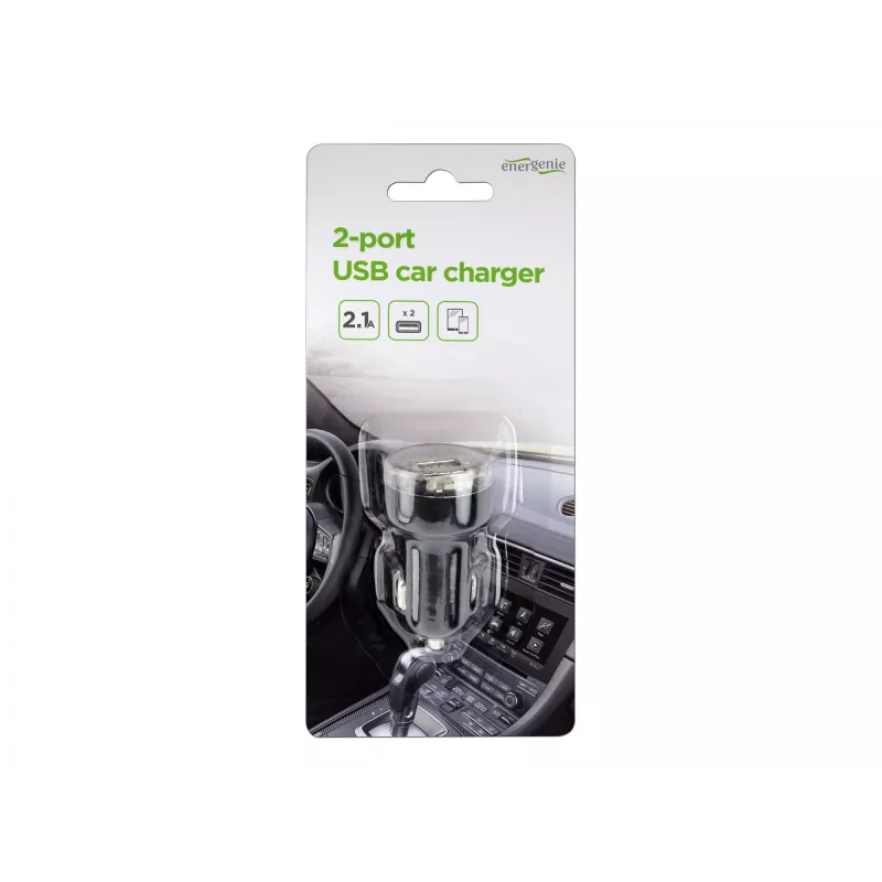 Automobilinis kroviklis Gembird EG-U2C2A-CAR-02, 12–24V įėjimas, 5V/2.1A išėjimas, 2× USB 2.0, juodas