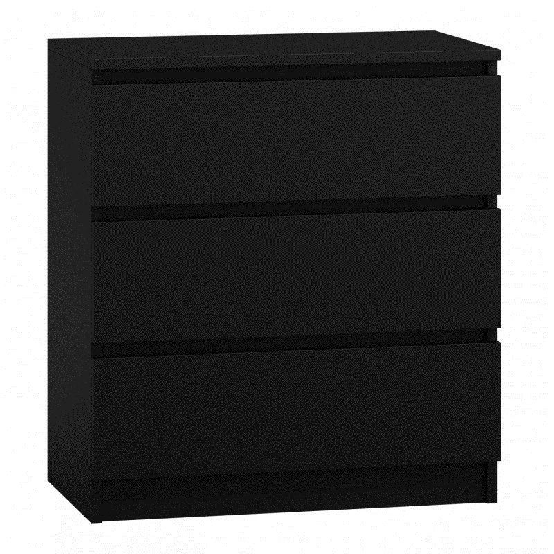 Komoda top e shop M3 CZERŃ — 3 stalčiai, medžio drožlių plokštė, 700×400×770 mm, juoda