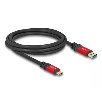 USB laidas DeLOCK 80618 10 Gbps Type-A į Type-C 2m raudonas metalinis