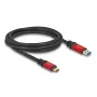 USB laidas DeLOCK 80618 10 Gbps Type-A į Type-C 2m raudonas metalinis