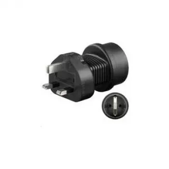 Microconnect PETRAVEL1 maitinimo kištuko adapteris, CEE 7/4 (Schuko) į UK lizdą, juodas