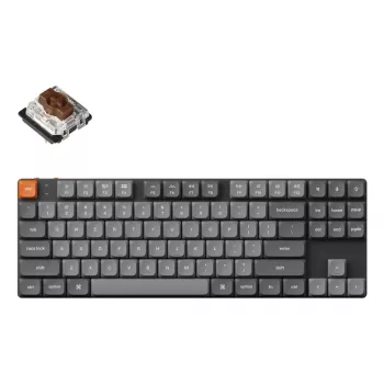 Mechaninė klaviatūra Keychron K1M-H3 — 80% 87 klavišų, USB + RF belaidis + Bluetooth, RGB foninis apšvietimas, juoda
