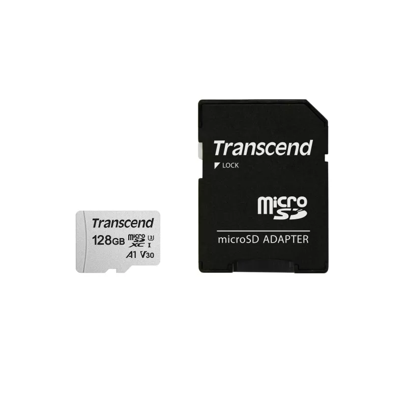 Transcend 128GB MicroSDXC SD300S atminties kortelė su adapteriu