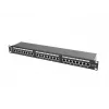 Patch panel 1U LANBERG PPS5-1024-B — 24 prievadų RJ-45 Cat5, metalinis, juodas, montavimui į stelažą