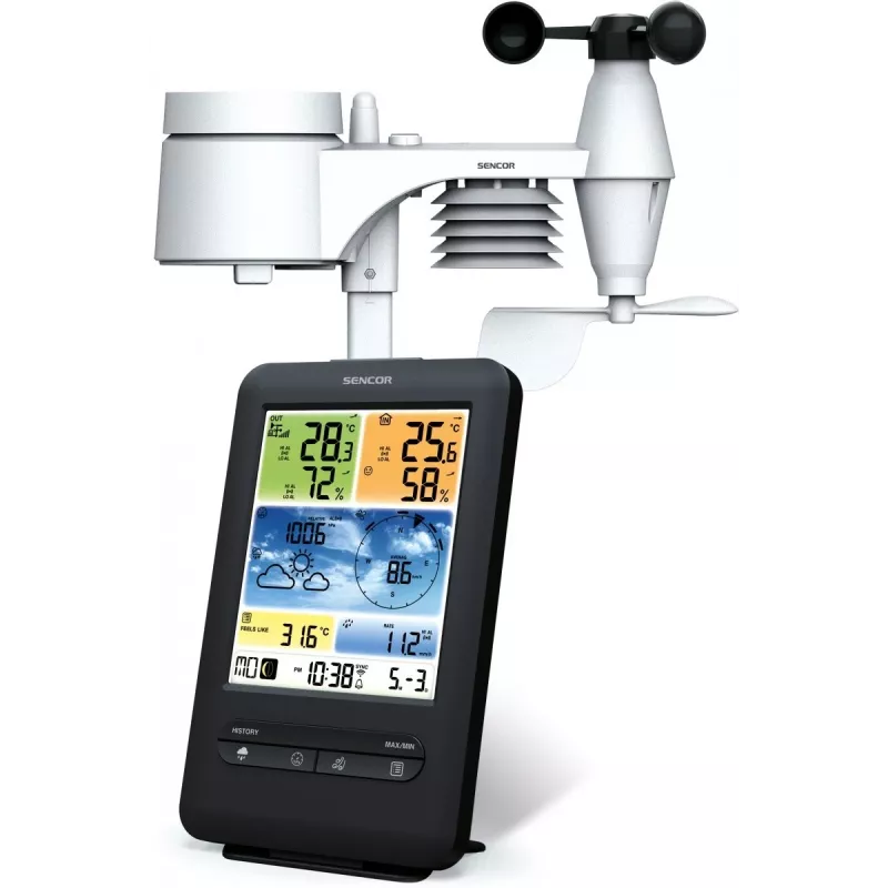 Sencor SWS 9898 profesionali Wi-Fi orų stotelė su 5 viename jutikliu, juoda