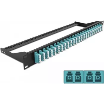 Patch panel DeLOCK 43401, 1U, 19 inch, LC, aqua/juoda