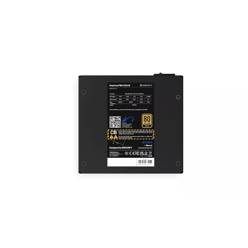 Maitinimo blokas Endorfy Supremo FM6 1000W, 80 PLUS Gold, ATX 3.1, modulinis, juodas