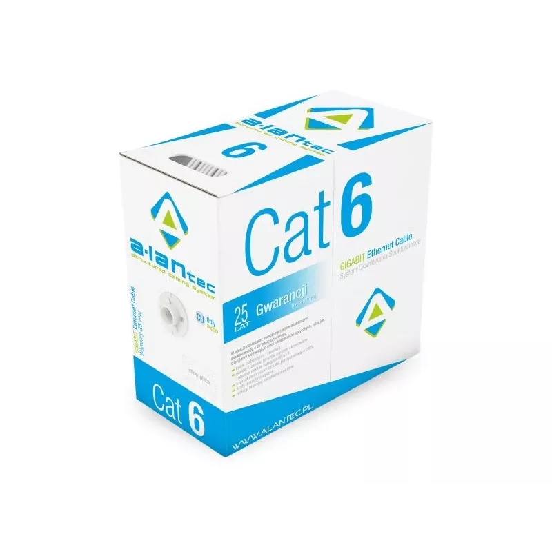 Tinklo kabelis Alantec KIU6LSOH305D U/UTP Cat6, 305 m, pilka, 24 AWG