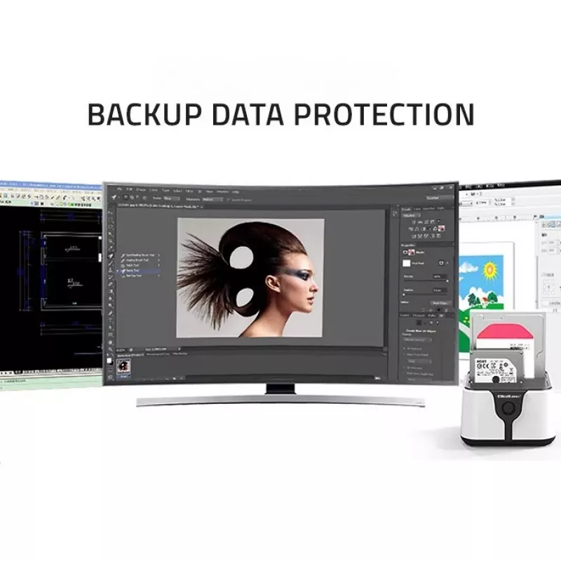 Qoltec 50309 HDD SSD 2.5 3.5 dokavimo stotelė | SATA III | USB 3.0 | Super greitis 5Gb/s | su klonavimo funkcija