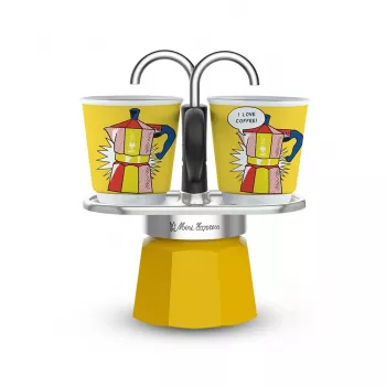 Kavos rinkinys Bialetti Mini Lichtenstein + 2 puodeliai