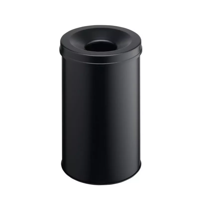 Durable 330601 apvali plieninė šiukšliadėžė su gesinamuoju dangčiu, 30 l, juoda