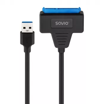 SAVIO SATA į USB 3.1 Gen 1 sąsajos kabelis AK-68, SATA lizdas į USB-A kištuką, 5 Gbit/s, 0,25 m, juodas