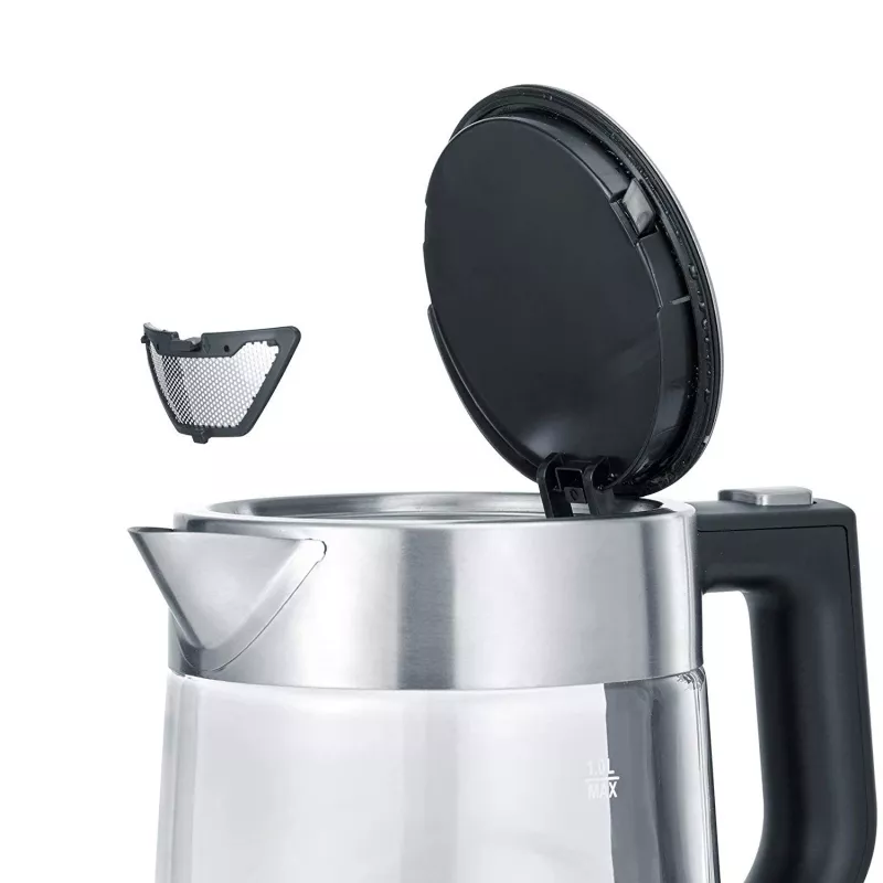 Severin WK 3468 elektrinis virdulys 1 L 2200 W Juodas, Nerūdijantis plienas, Peršviečiamas