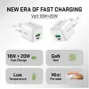 Sieninis USB-C / USB-A įkroviklis YENKEE YAC G38 20W 3A Power Delivery