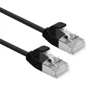ROLINE Green - Laidas - RJ-45 (kištukas) į RJ-45 (kištukas) - 15 cm - U/FTP - CAT 6a - Be halogenų, Lieta, Su apsauga nuo užkabų, Suvyta - Juoda (21.44.3350)