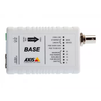 AXIS T8640 Ethernet per koaksialinį kabelį adapteris PoE+ - medijos keitiklis - Ethernet, Fast Ethernet - 10Base-T, 100Base-TX - RJ-45 / BNC (2 vnt. pakuotė) - skirtas AXIS P1346, P1346-E, P5534, P5534-