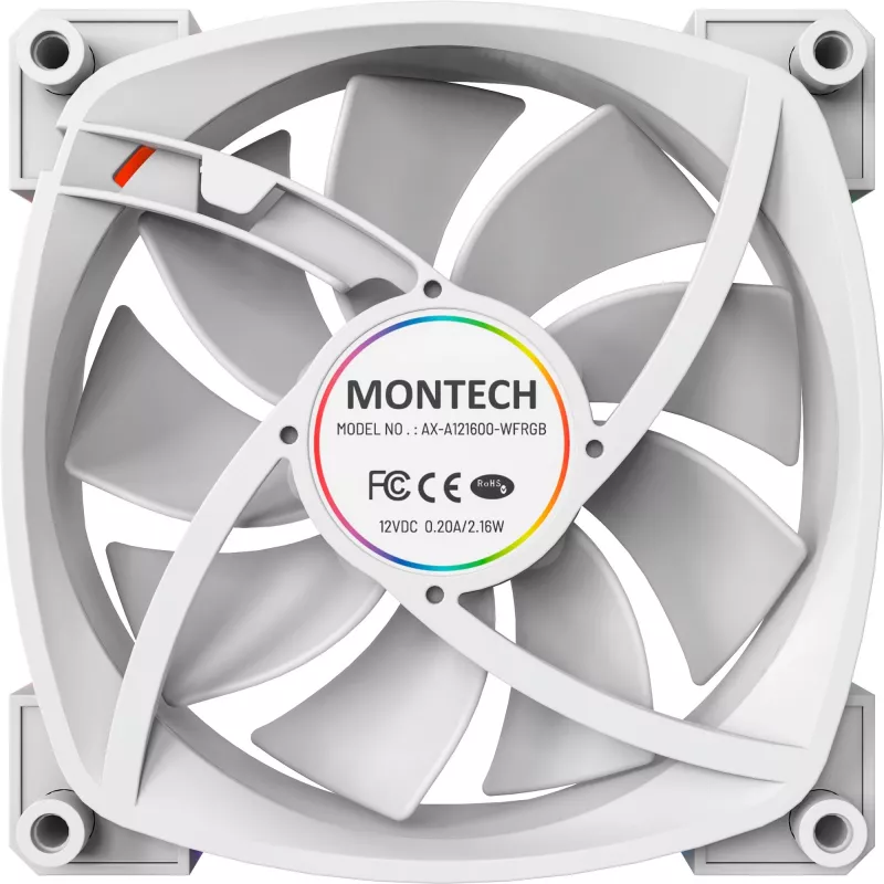 Montech AX120 120mm PWM ARGB korpuso ventiliatoriai, 3 vnt. rinkinys, balti