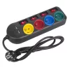 Maitinimo blokas MACLEAN MCE229B – 4 kištukiniai lizdai, 2× USB-A, 1,5 m laidas, 10 A, F tipas, vidaus patalpoms, juoda