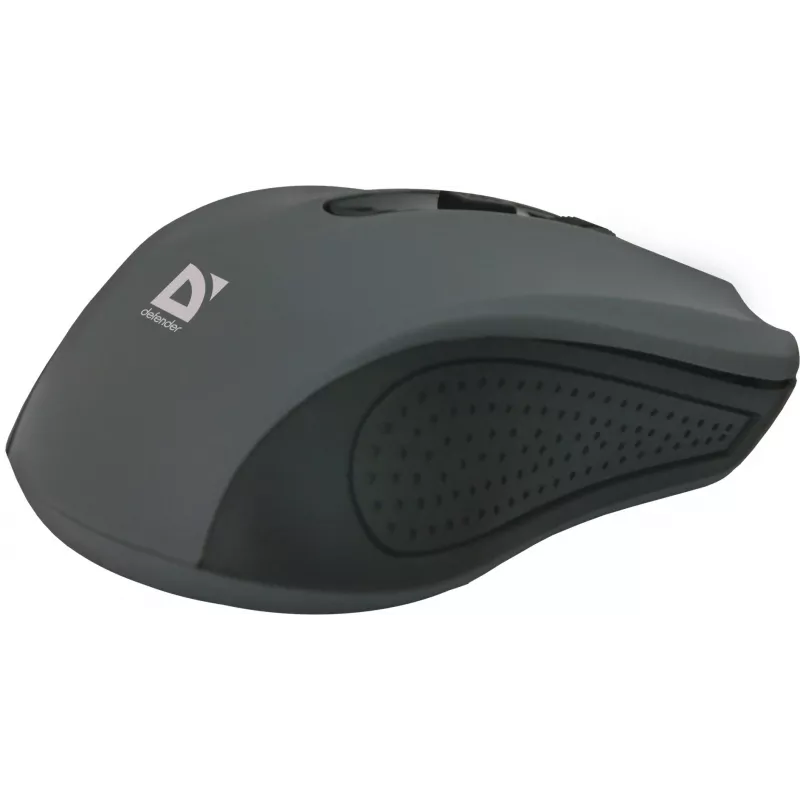 Belaidė optinė pelė DEFENDER MM-935 RF, ambidekstrinė, 1600 DPI, pilka, USB imtuvas, AAA baterijos