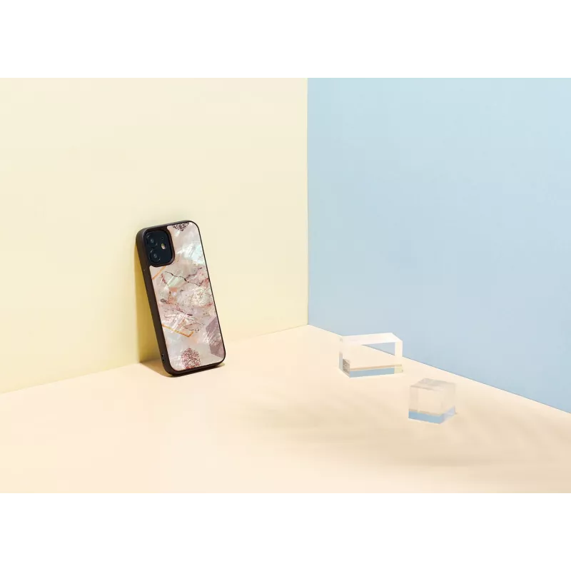 Apsauginis dėklas iKins Apple iPhone 12 mini — rožinio marmuro raštas, plonas