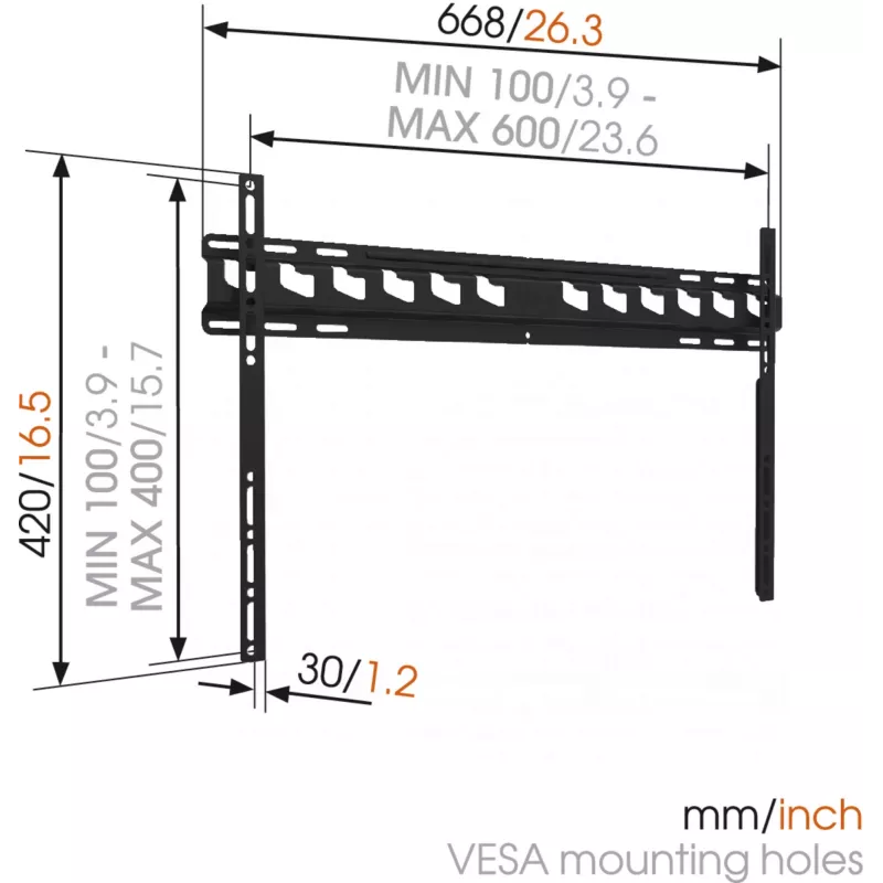 Vogels MA4000-A1 fiksuotas sieninis laikiklis televizoriui 40-80 colių, iki 80 kg, juodas