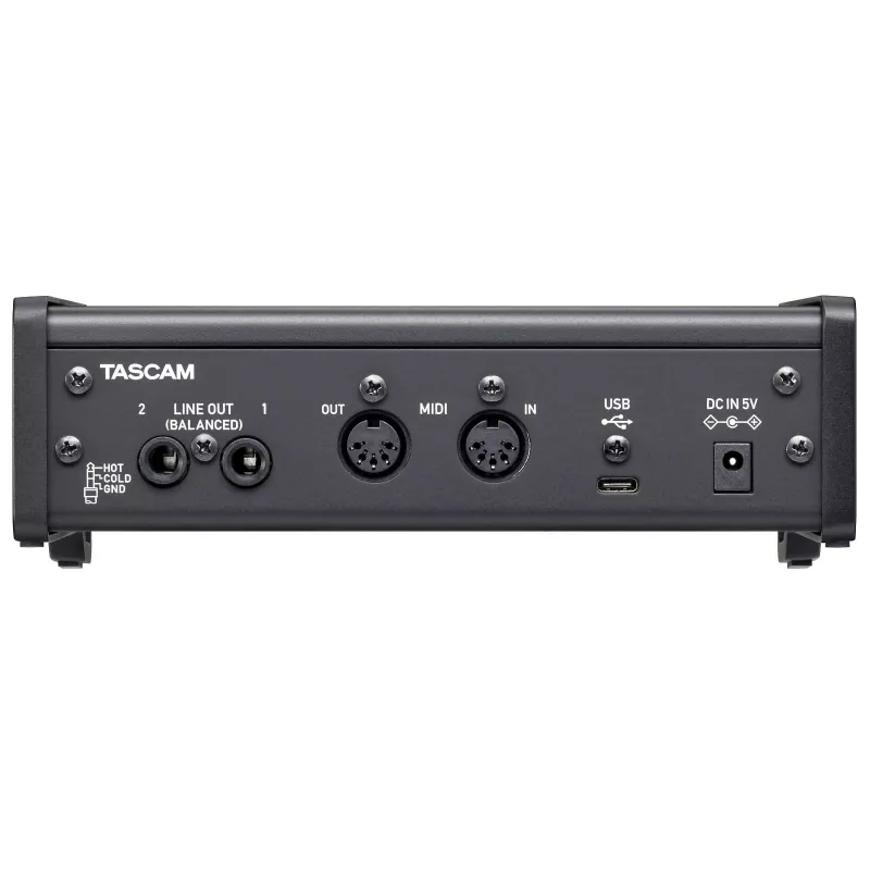 Garso sąsaja Tascam US-2X2HR, 2 x XLR/kombo įėjimai, 192 kHz, USB 2.0, MIDI In/Out, stalinis, juoda