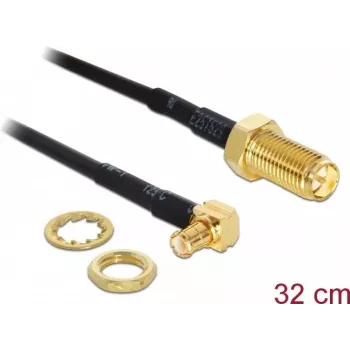 Koaksialinis kabelis DeLOCK 88472 0,32 m MMCX RP-SMA Auksinis Juodas