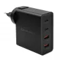 Qoltec GaN POWER PRO Įkroviklis | 2xUSB-C | 2xUSB | 130W | 5-20V | 1,5-5A | XP | Juoda