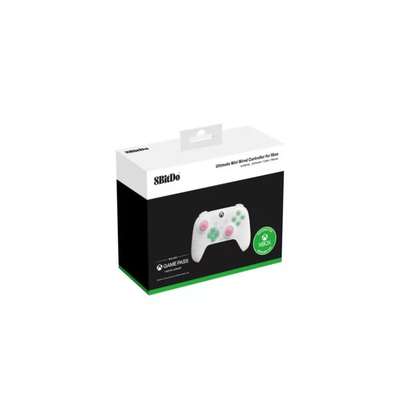 8BitDo Ultimate Mini Wired Xbox valdymo pultas RET00505, permatomai baltos spalvos