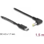 DeLOCK USB Type-C maitinimo laidas prie DC 4,0 x 1,7 mm vyriškas kampuotas 1,5 m