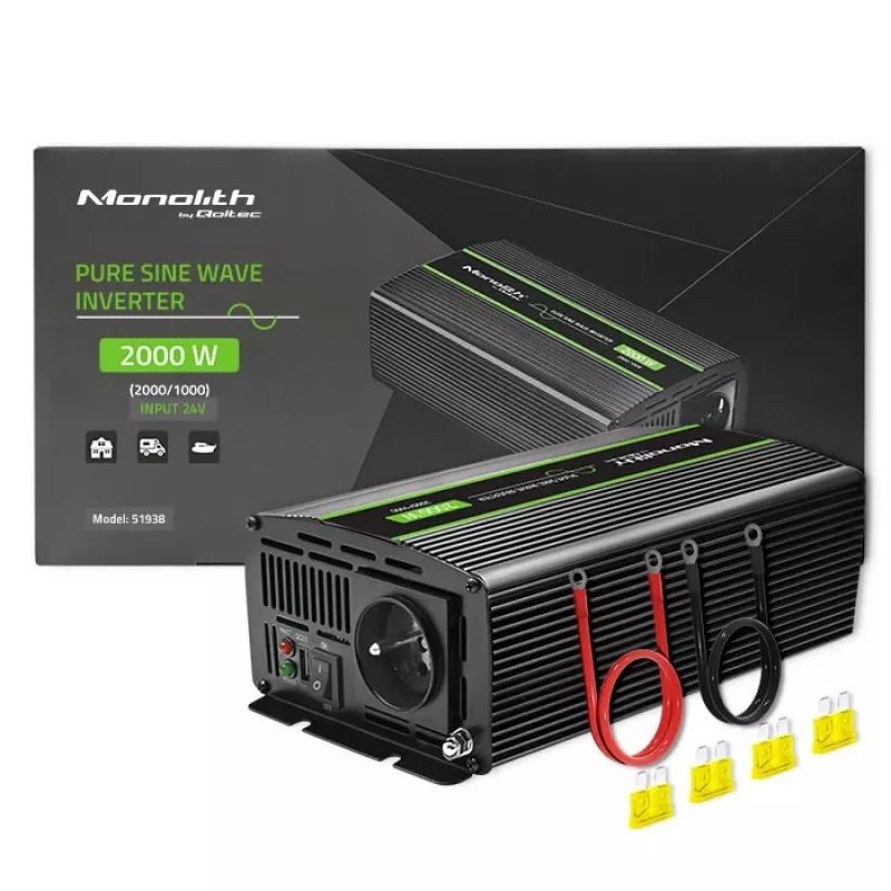 Automobilinis keitiklis Qoltec Monolith 2000 W juodas 24 V