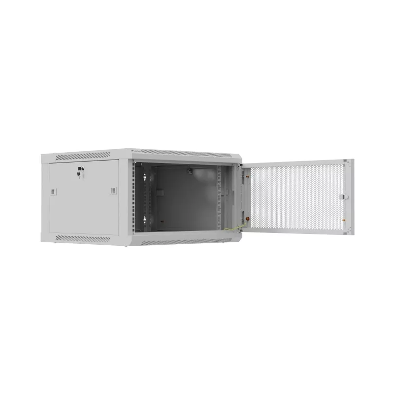 19 colių 6U 600x600 mm pilkas perforuotas sieninis stovo korpusas Lanberg WF01